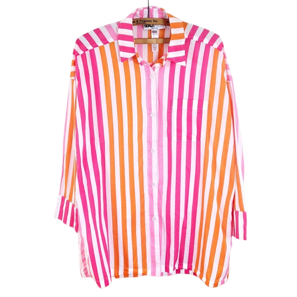 BEACH RIOT Alexa Top Shirt Swim Cover Up Coverup In Sunset Stripes Size S / M - Picture 3 of 8